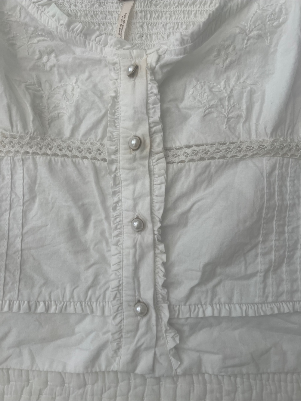 Free People White Smocked Tie-Shoulder Camisole - Picture 4 of 8